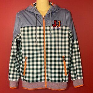 Jack & Jones Men's Green Checkered Full Zip Jacket - Size 175/96a or US Medium